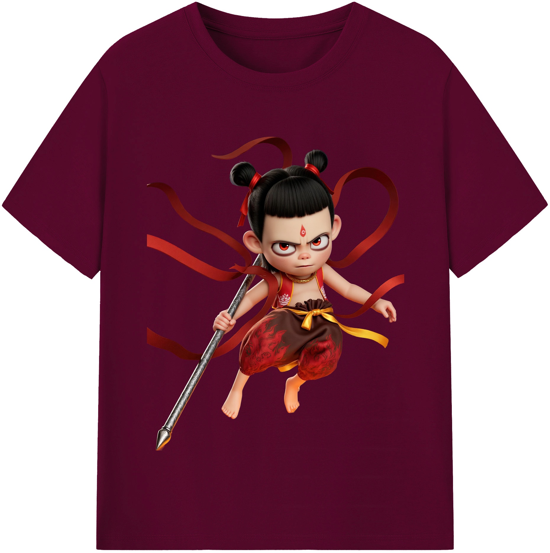 （画像用） Ne Zha 2 ナタ 魔童の大暴れ レディースカジュアルプリントTシャツ（綿100％）